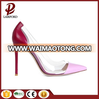 2017 Big size hot selling ladies elegant PVC leather women high heel shoes